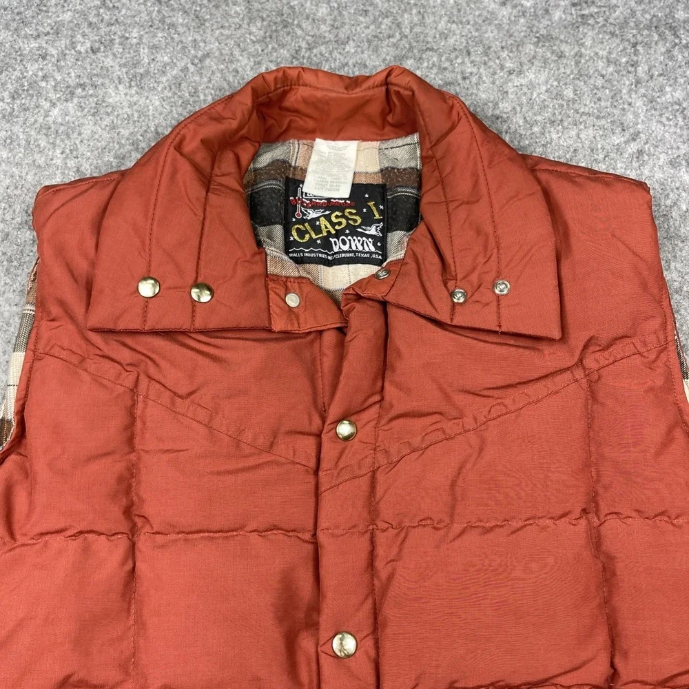 Vintage Walls Blizzard Pruf Down Puffer Vest Mens XL Brown Flannel Lined USA 80s